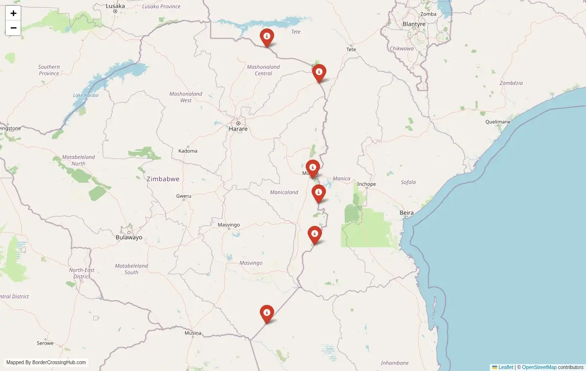 Map overview of border crossings