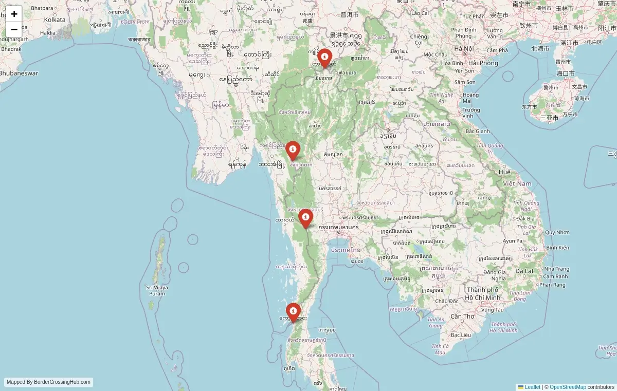 Map overview of border crossings