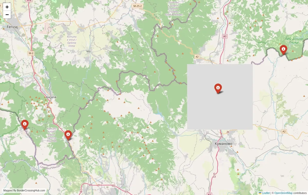 Map overview of border crossings