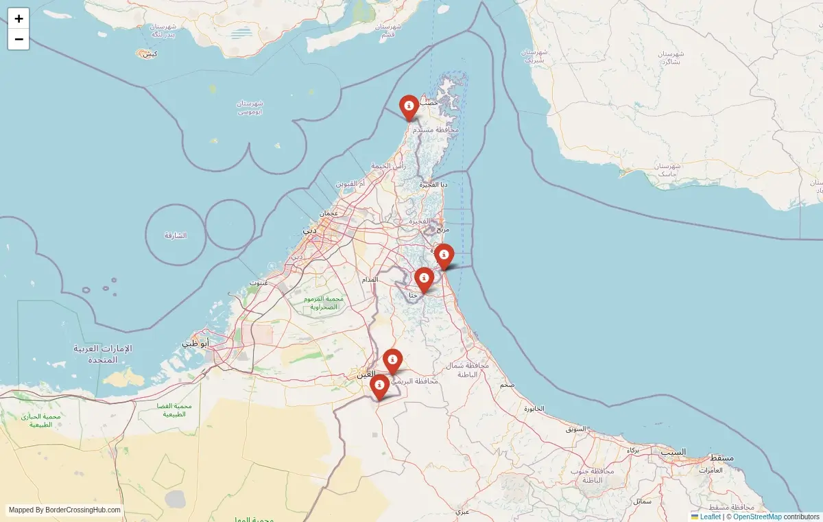 Map overview of border crossings