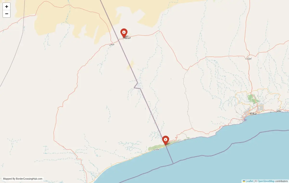 Map overview of border crossings