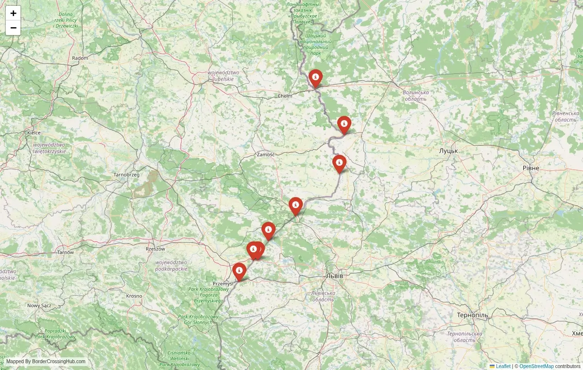 Map overview of border crossings