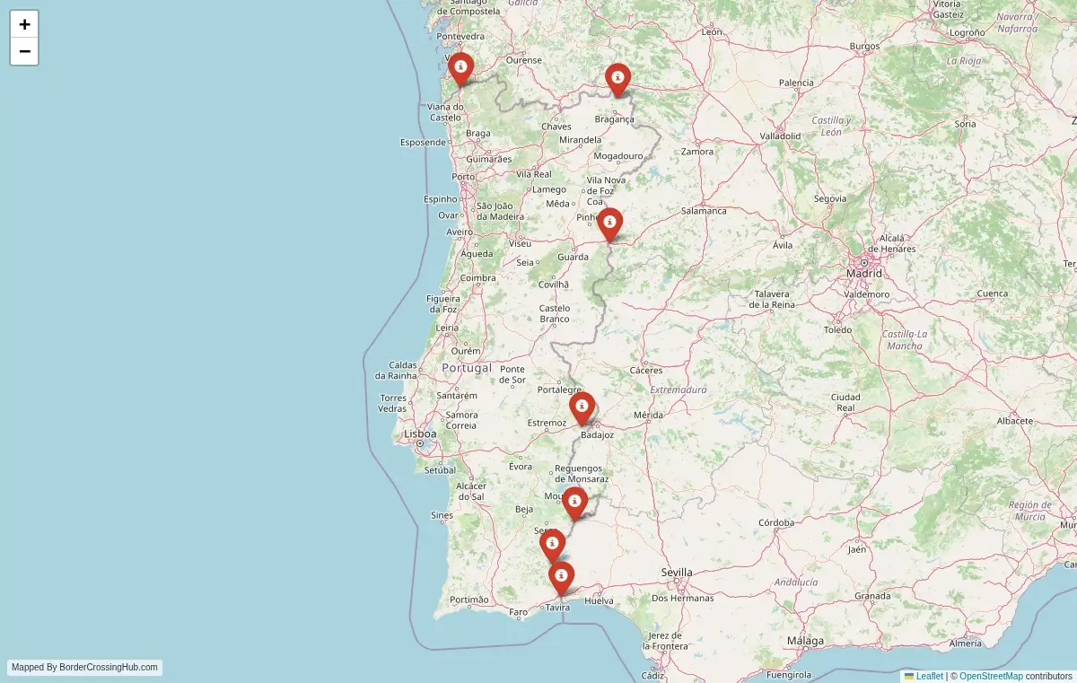 Map overview of border crossings
