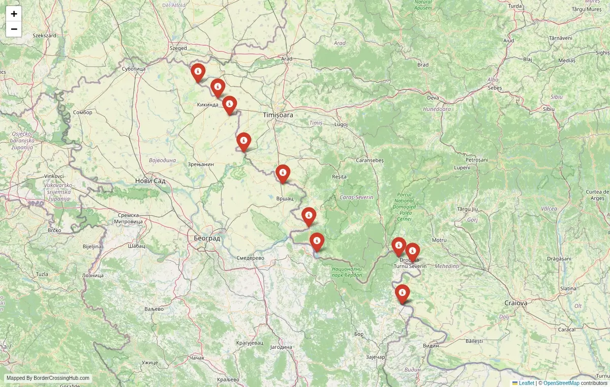 Map overview of border crossings