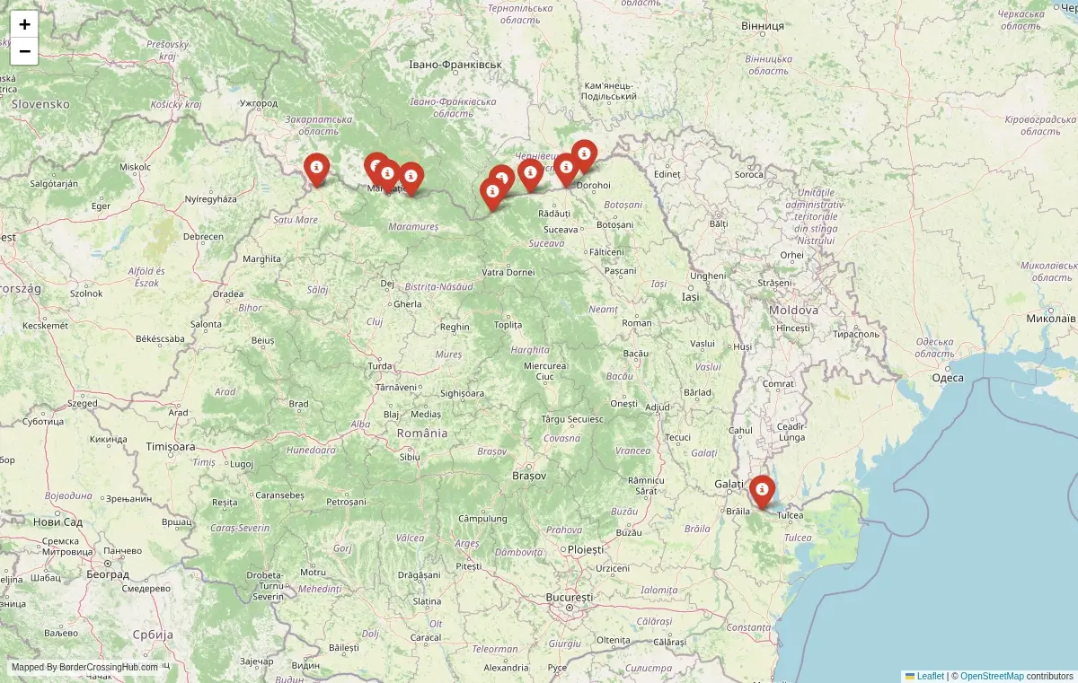 Map overview of border crossings