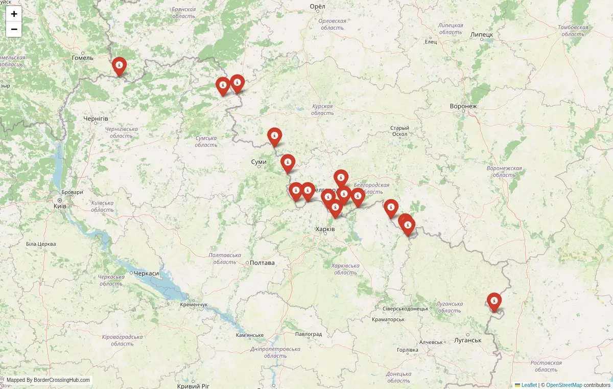 Map overview of border crossings