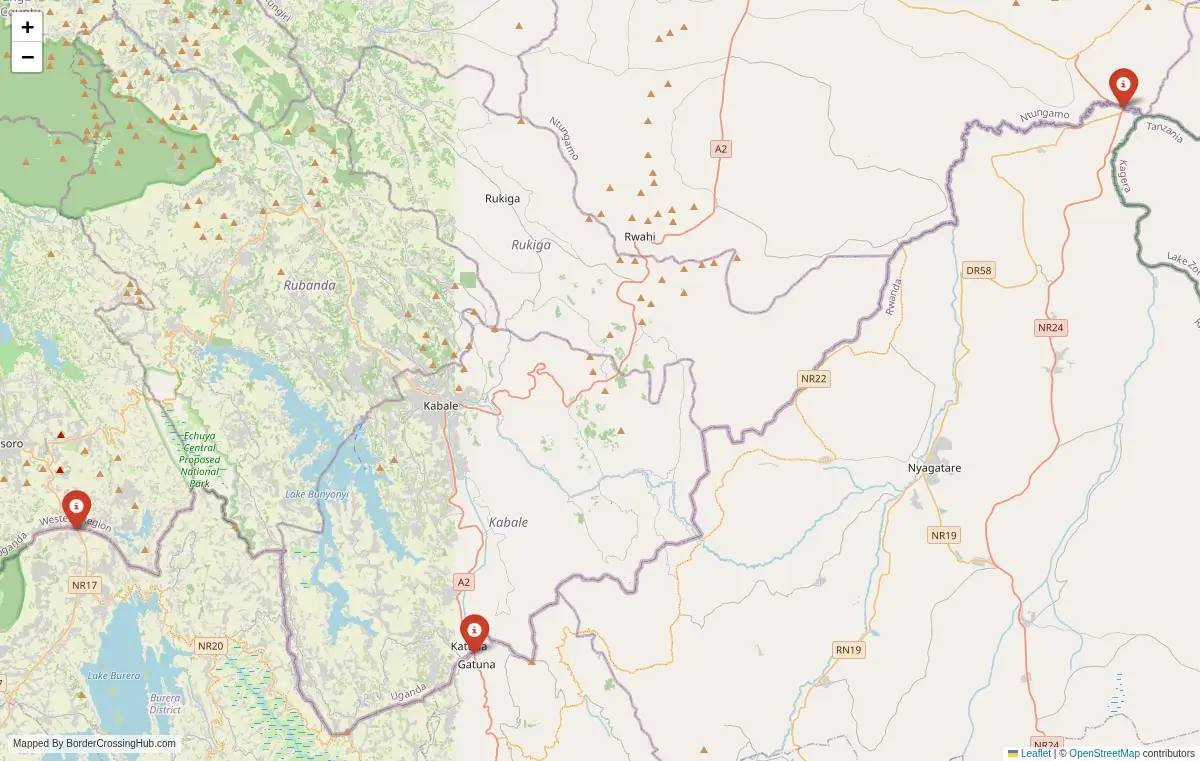 Map overview of border crossings