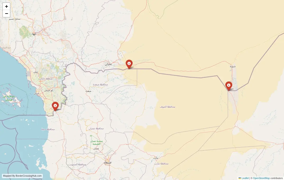 Map overview of border crossings