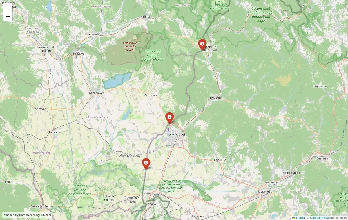 Map overview of border crossings