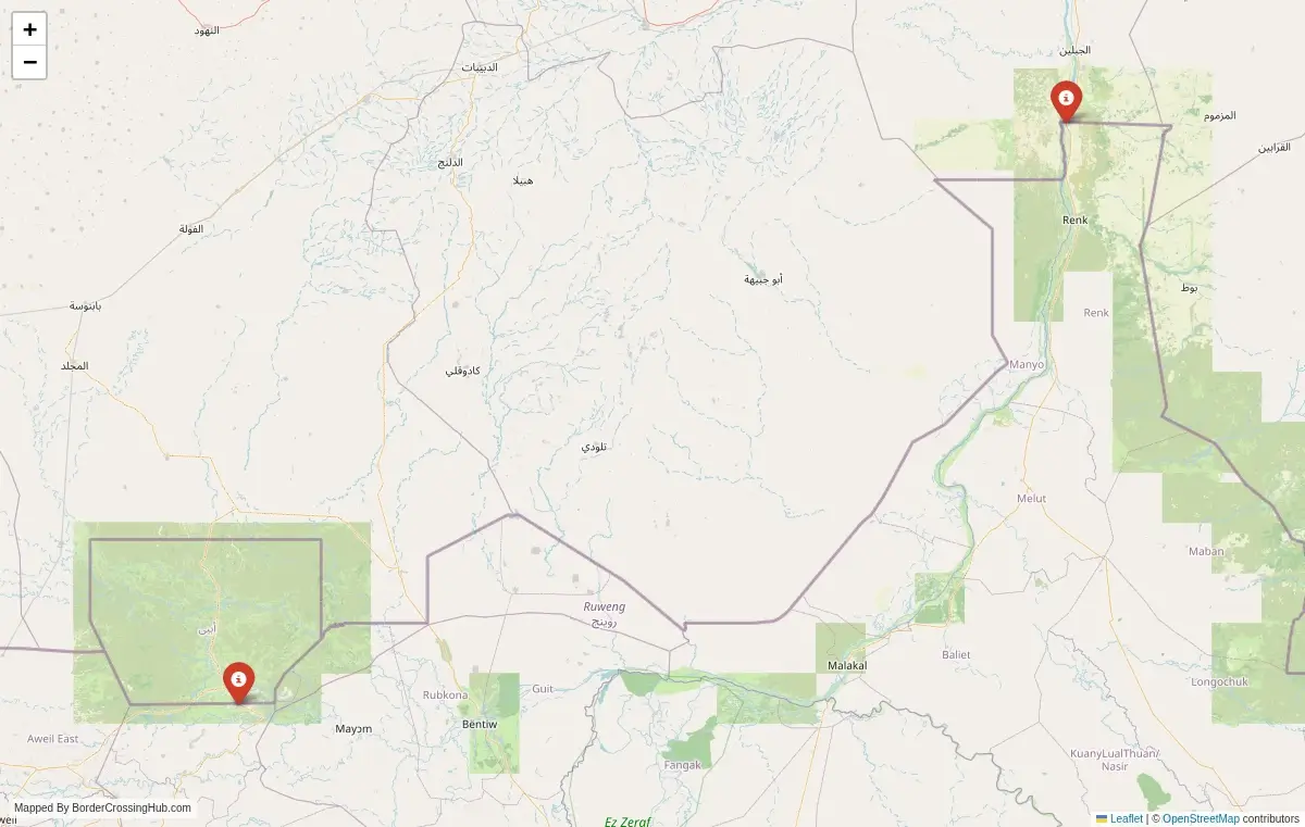 Map overview of border crossings
