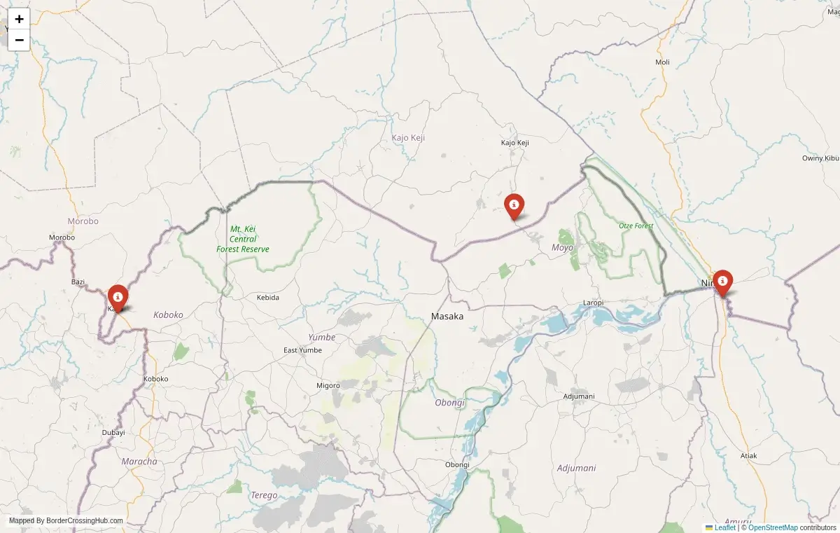 Map overview of border crossings