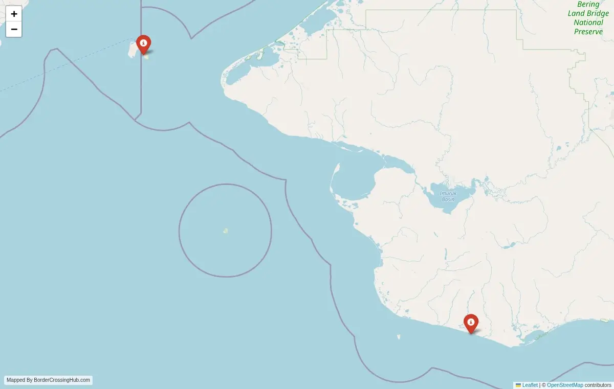 Map overview of border crossings