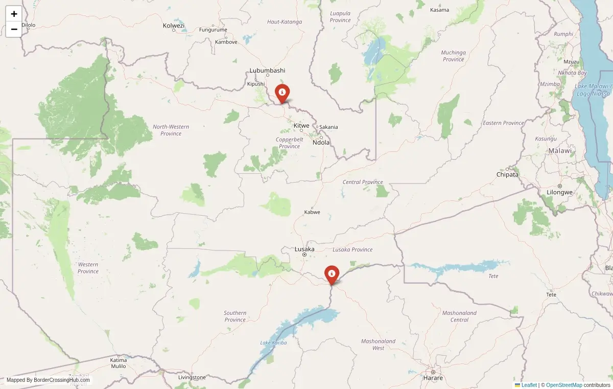 Map overview of border crossings