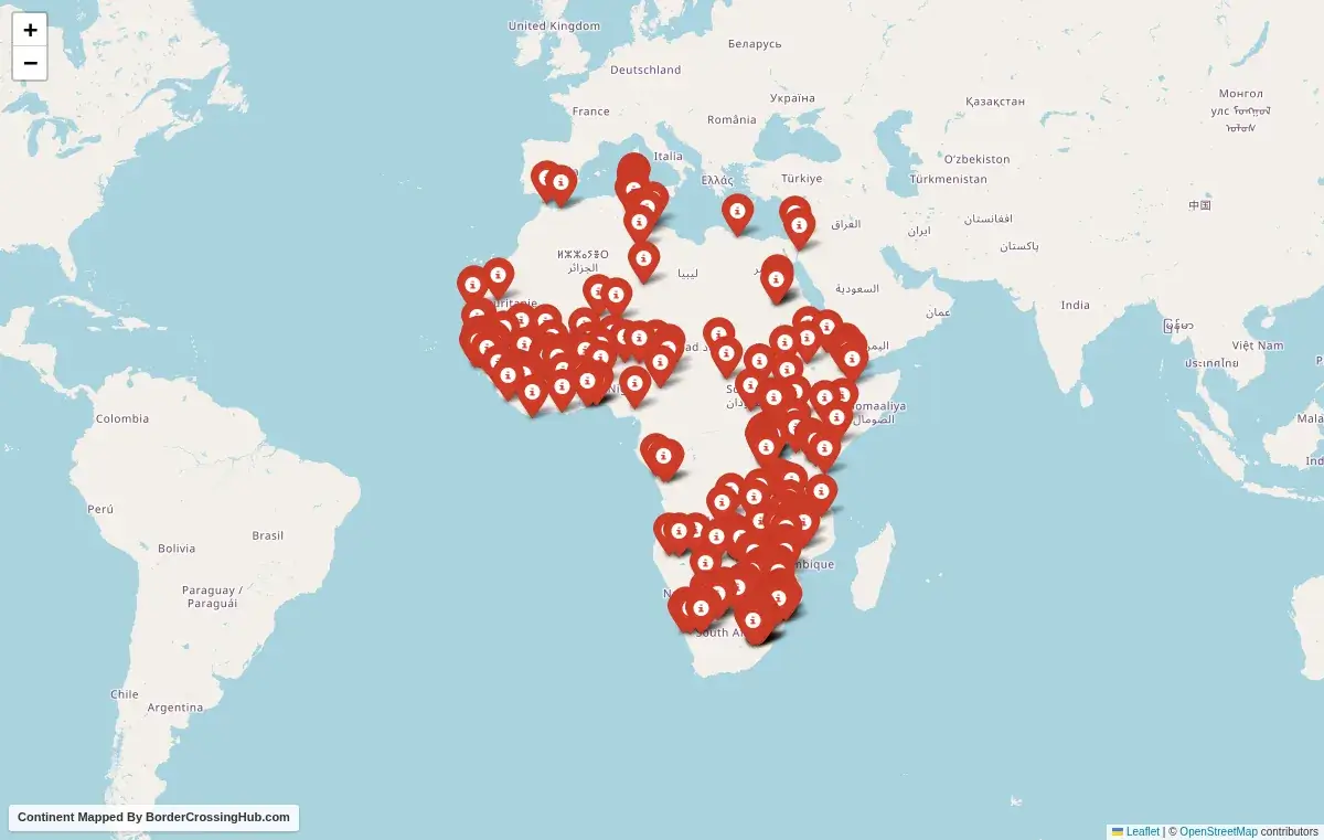 Map of border crossings in Africa
