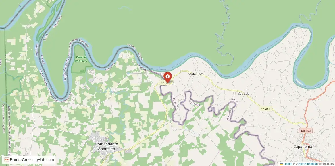 Map of the Andresito – Capanema crossing