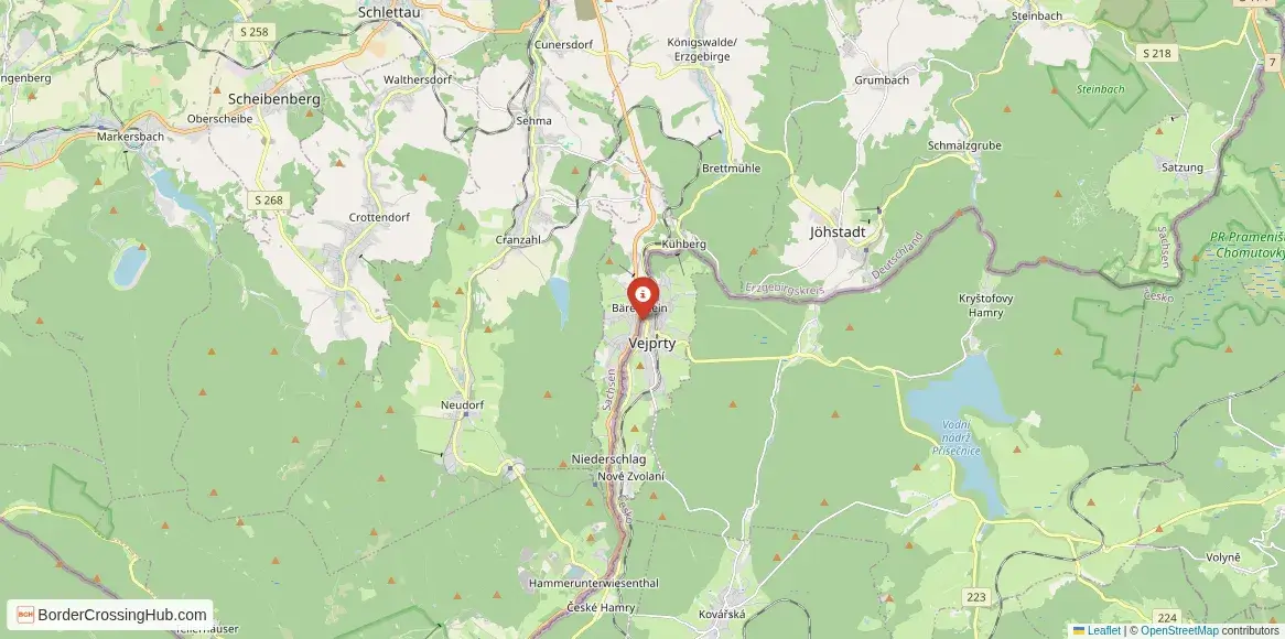 Map of the Bärenstein – Vejprty crossing