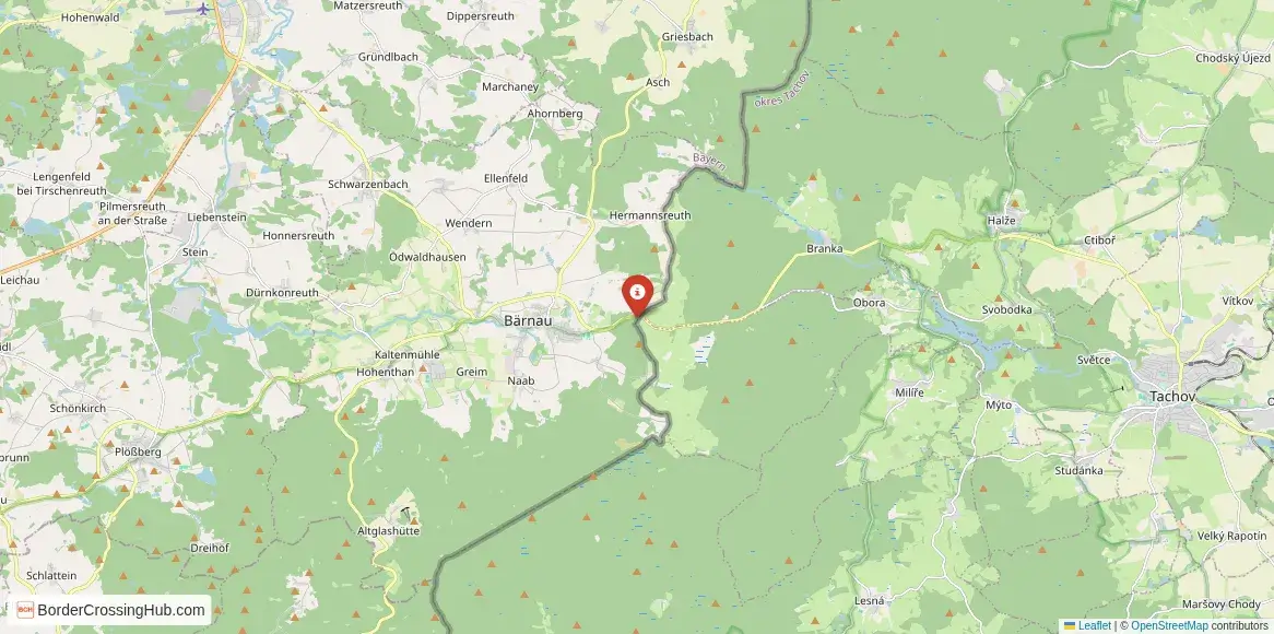 Map of the Bärnau – Pavlův Studenec crossing