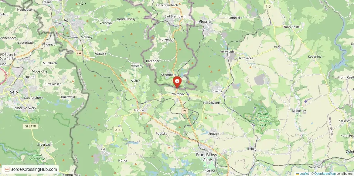 Map of the Bad Brambach – Horní Paseky crossing