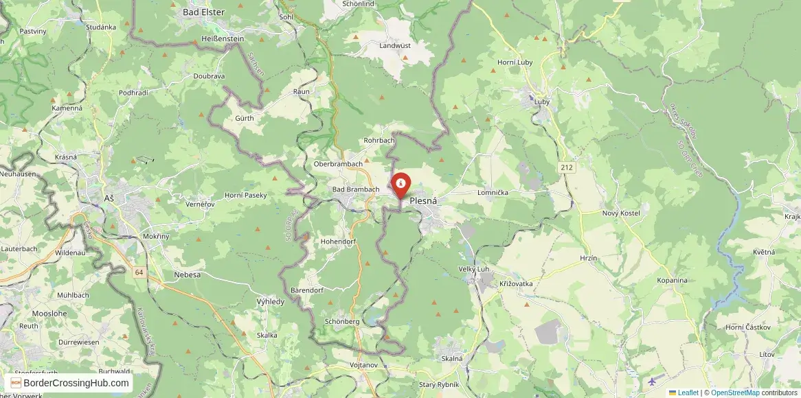 Map of the Bad Brambach – Plesná crossing