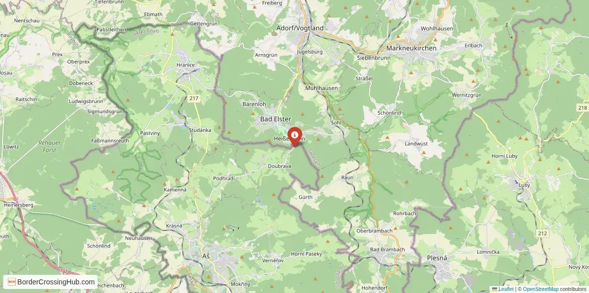 Map of the Bad Elster – Doubrava crossing