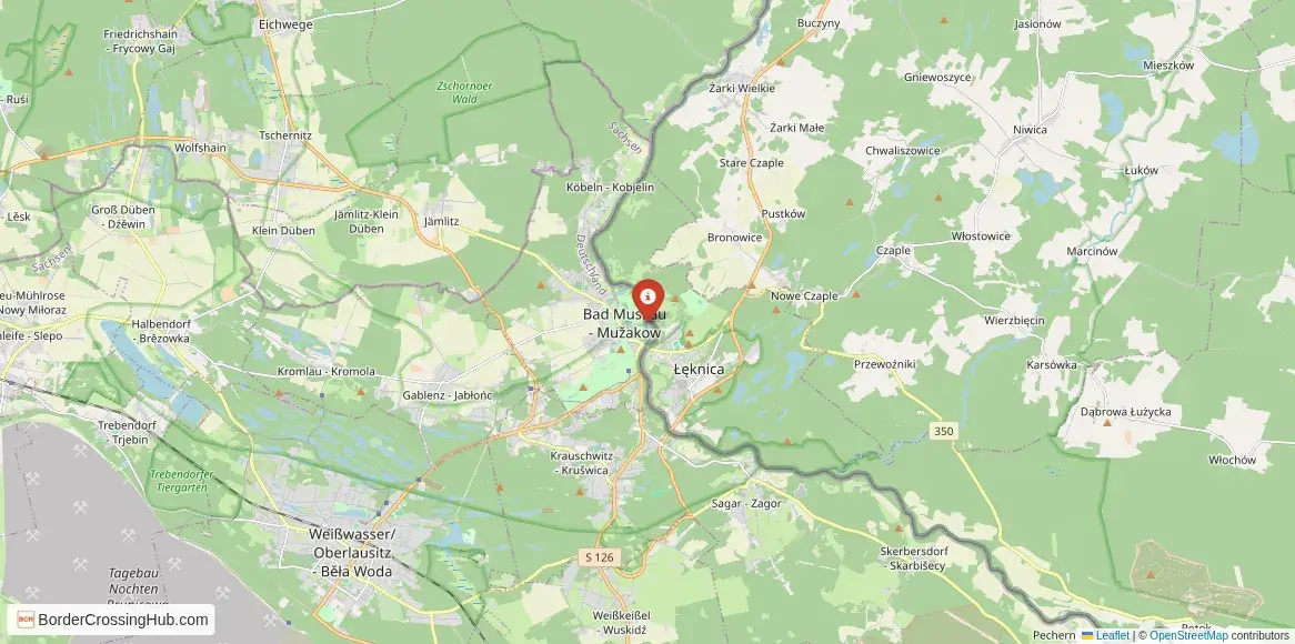 Map of the Bad Muskau – Łęknica crossing