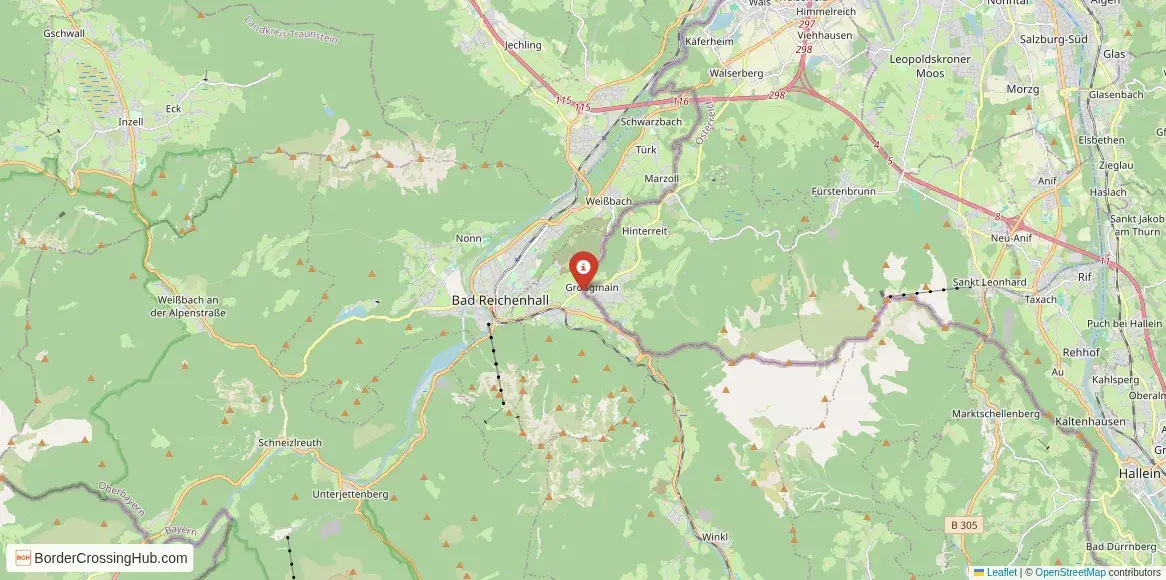 Map of the Bad Reichenhall – Großgmain crossing