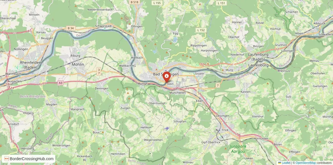 Map of the Bad Säckingen – Stein crossing