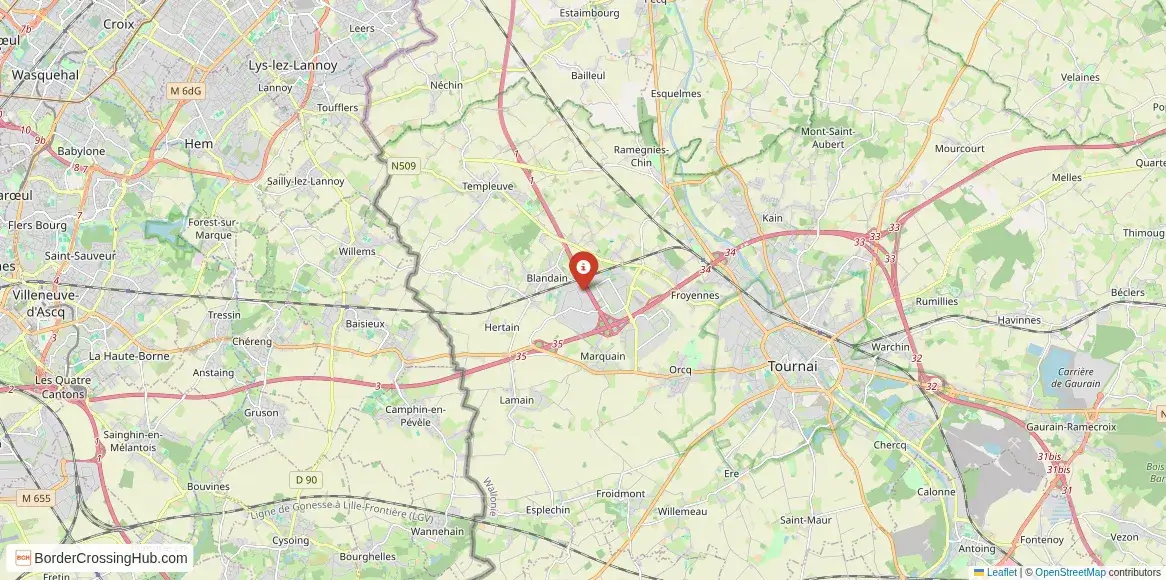 Map of the Baisieux – Froyennes crossing
