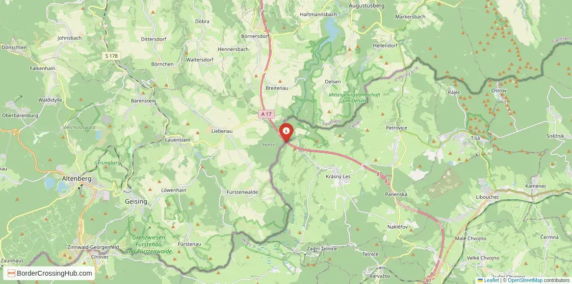 Map of the Breitenau – Krásný Les crossing