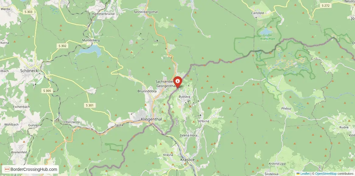 Map of the Bublava – Klingenthal crossing