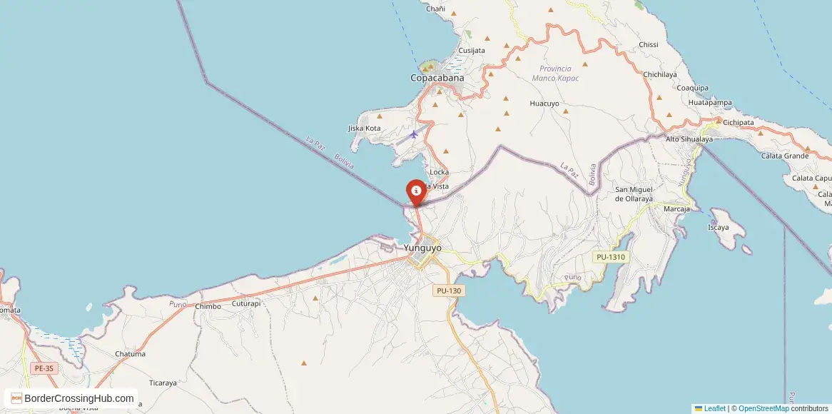 Map of the Carancas – Yunguyo crossing