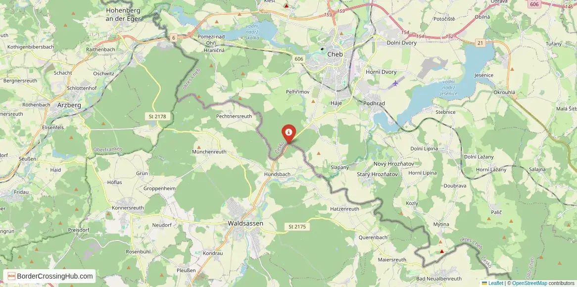 Map of the Cheb – Waldsassen crossing