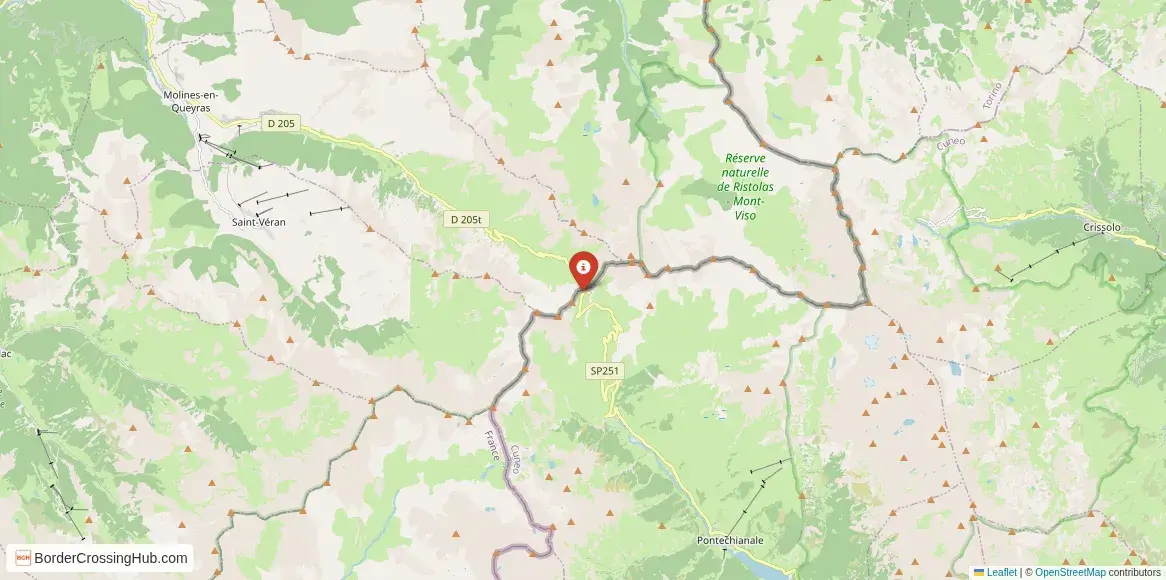 Map of the Col Agnel – Colle Agnello crossing