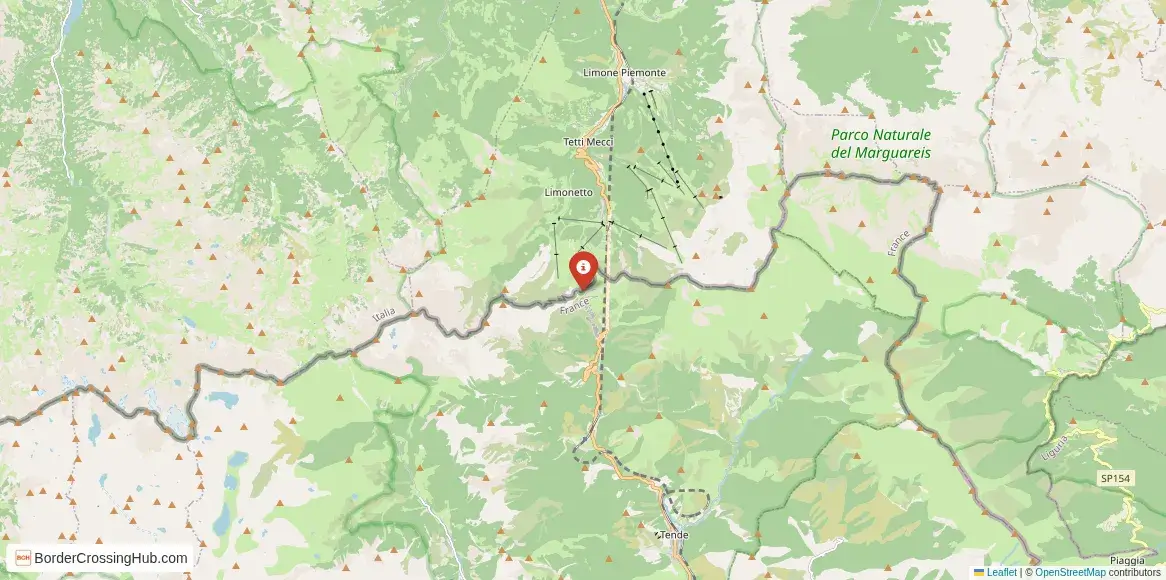 Map of the Col de Tende – Colle di Tenda crossing