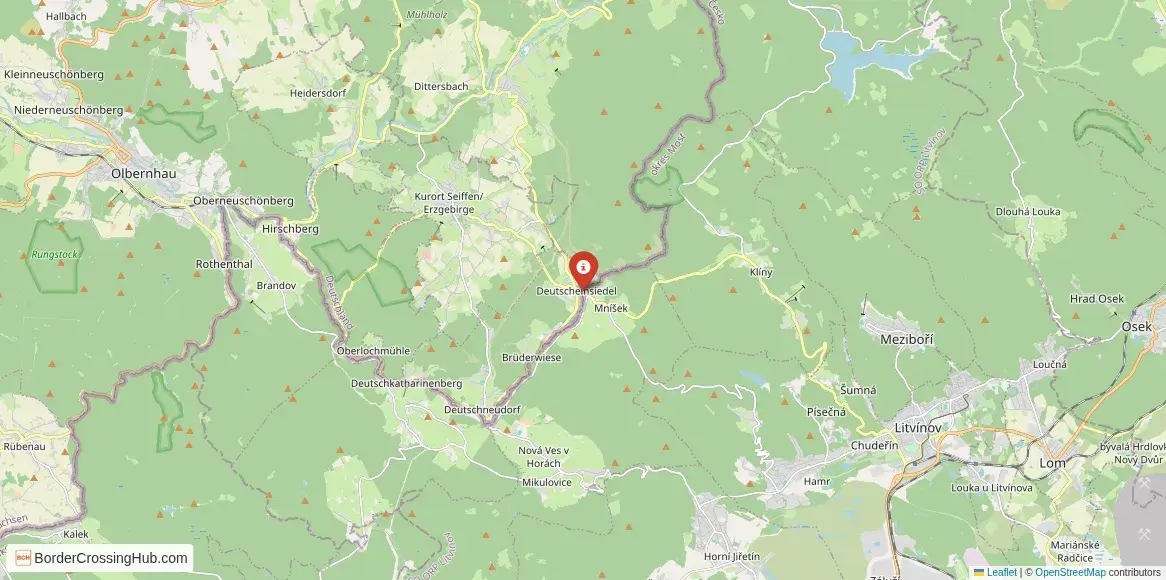 Map of the Deutscheinsiedel – Mníšek crossing