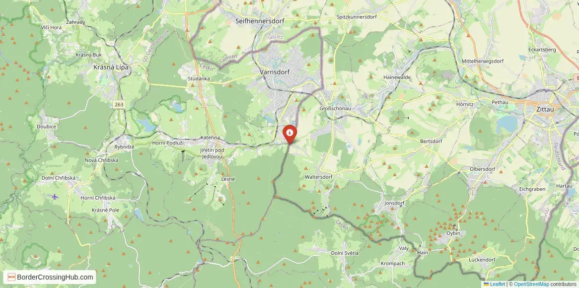 Map of the Dolní Podluží – Herrenwalde crossing