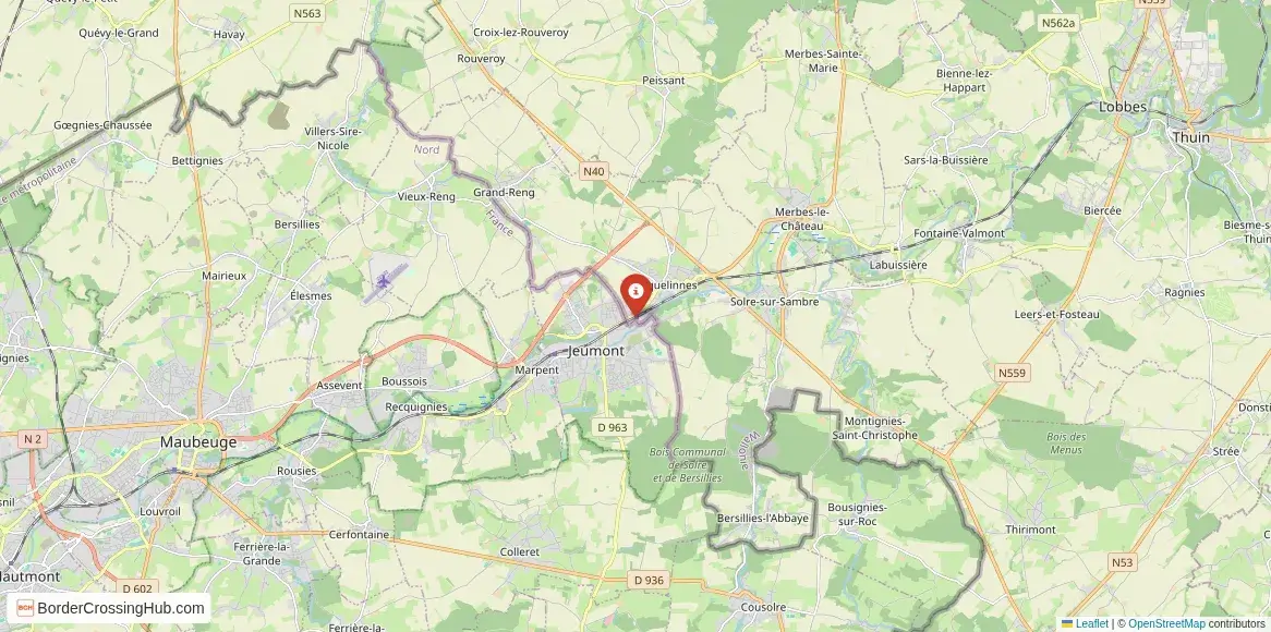 Map of the Erquelinnes – Jeumont crossing
