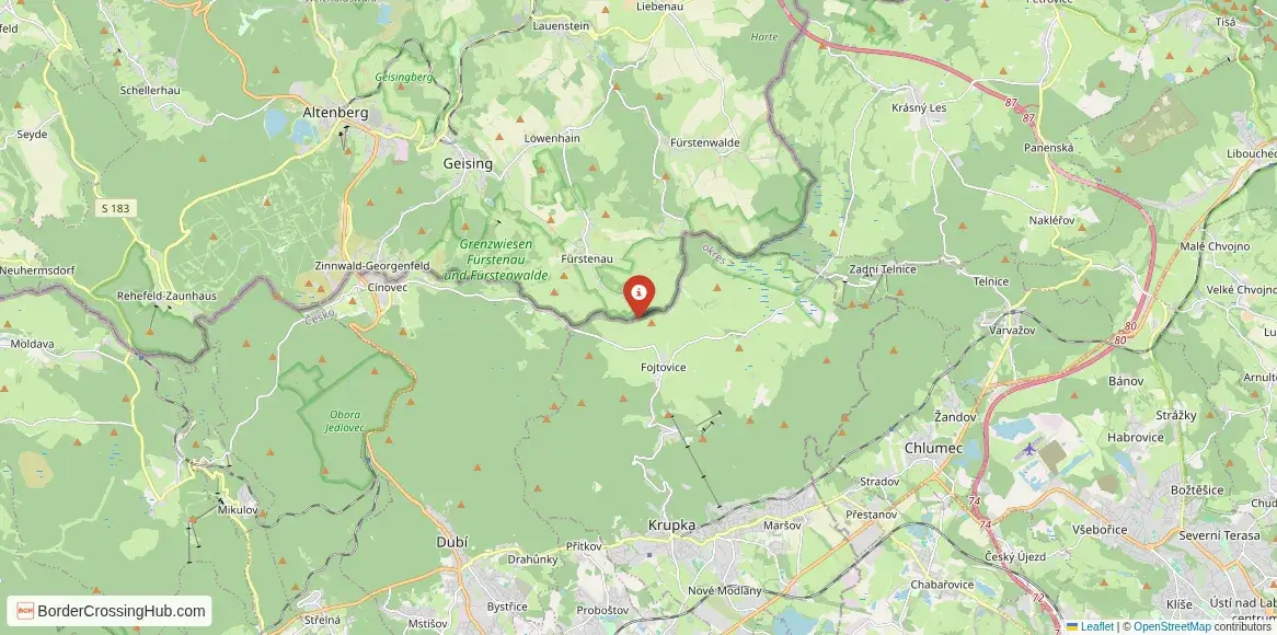 Map of the Fojtovice – Fürstenau crossing