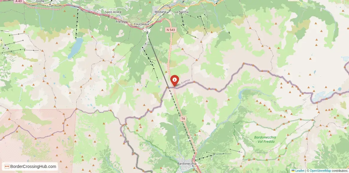 Map of the Fréjus Road Tunnel – Bardonecchia crossing