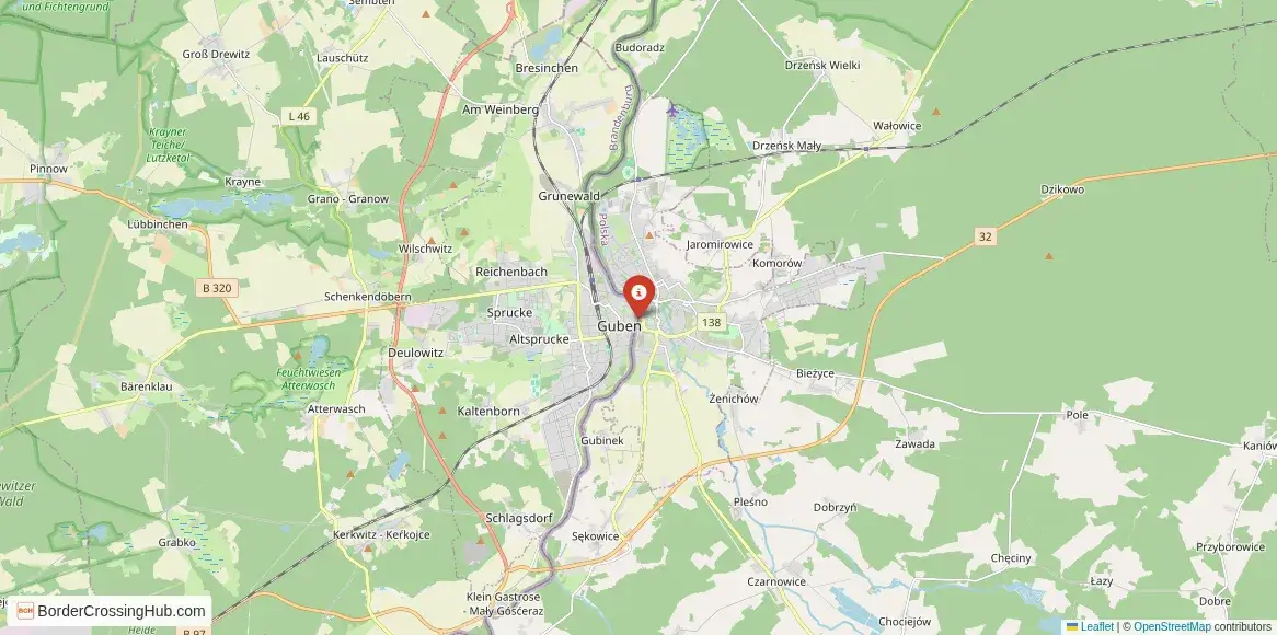 Map of the Gubin – Guben crossing