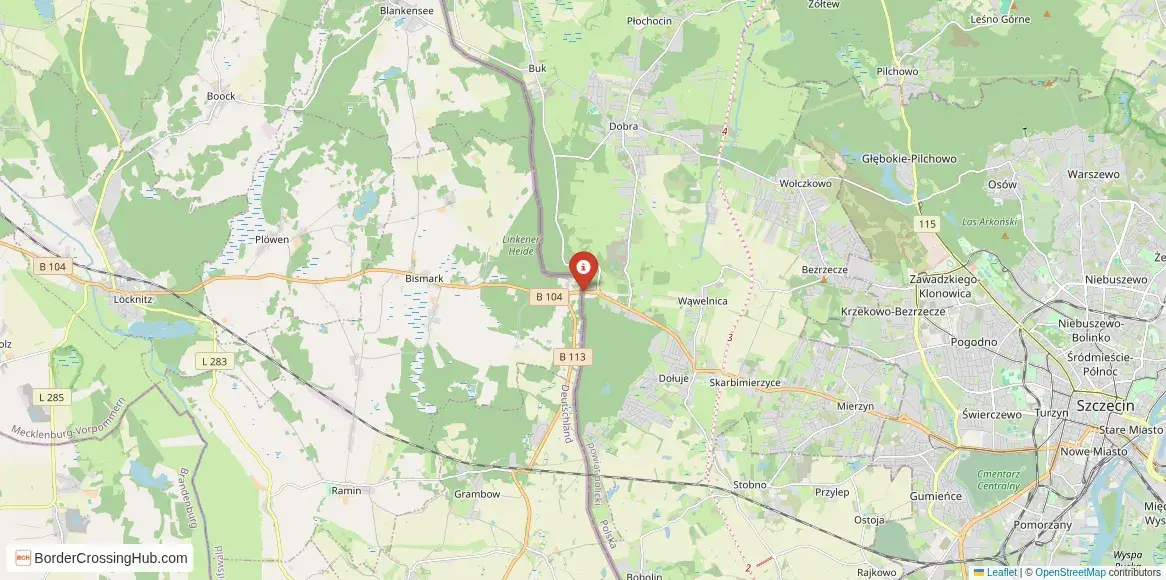 Map of the Gumieńce – Tantow crossing