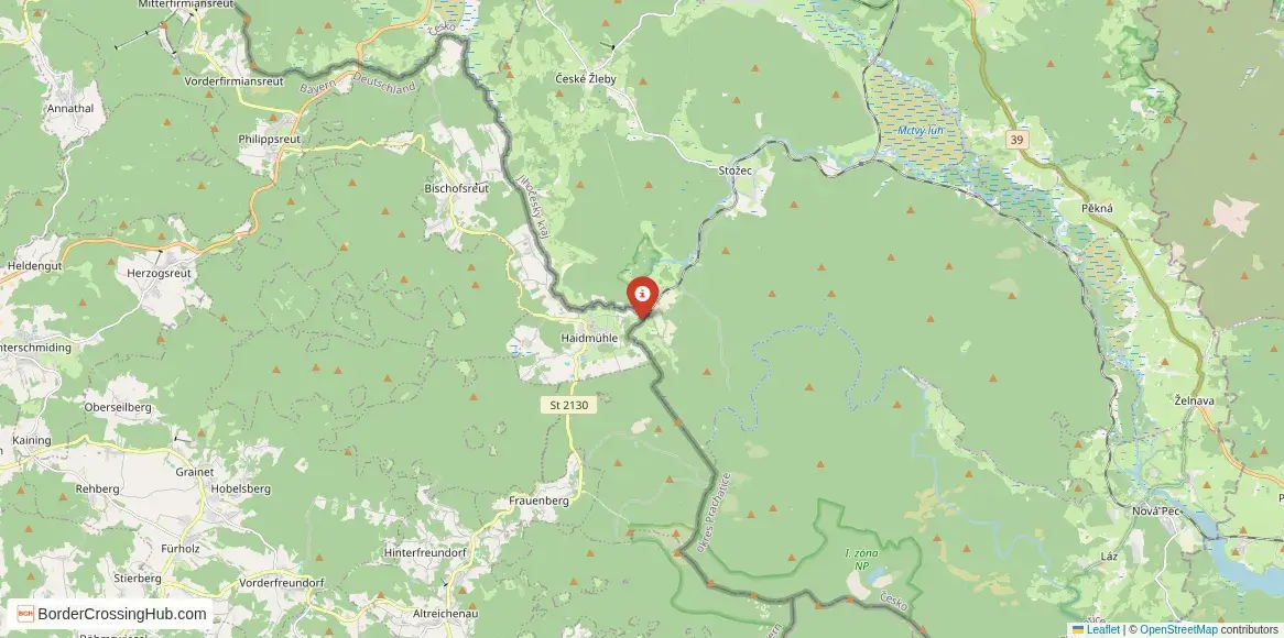 Map of the Haidmühle – Jilmová crossing