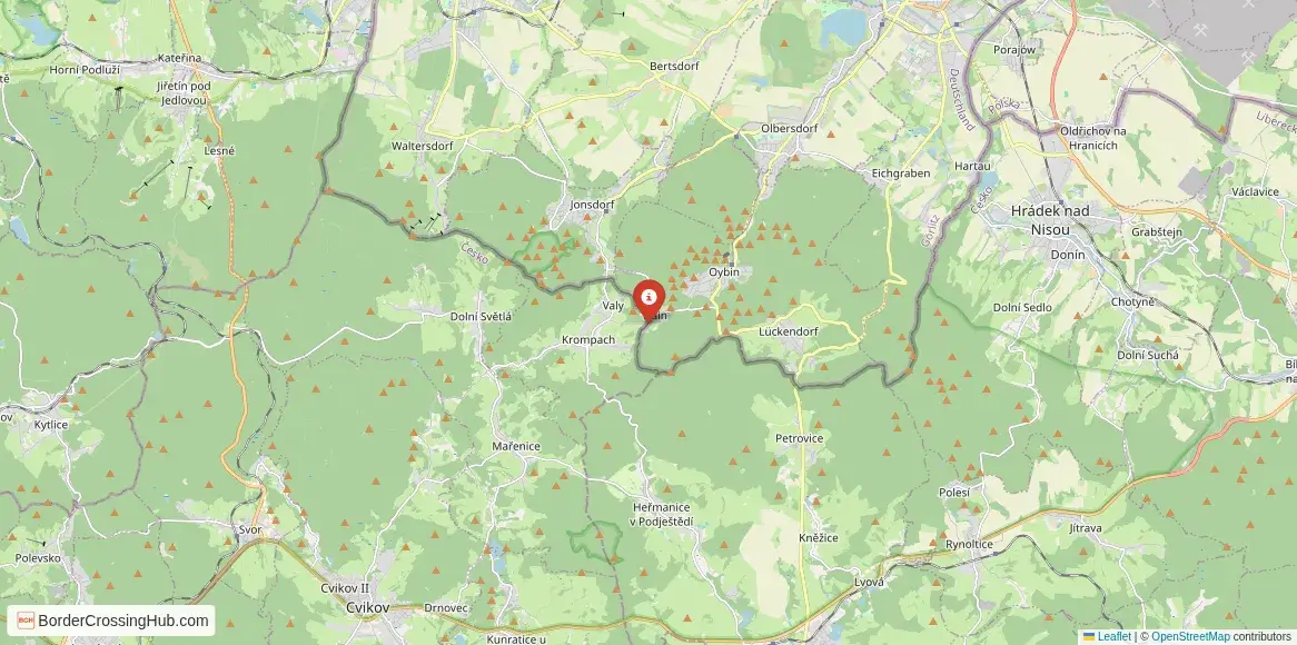 Map of the Hain – Valy crossing