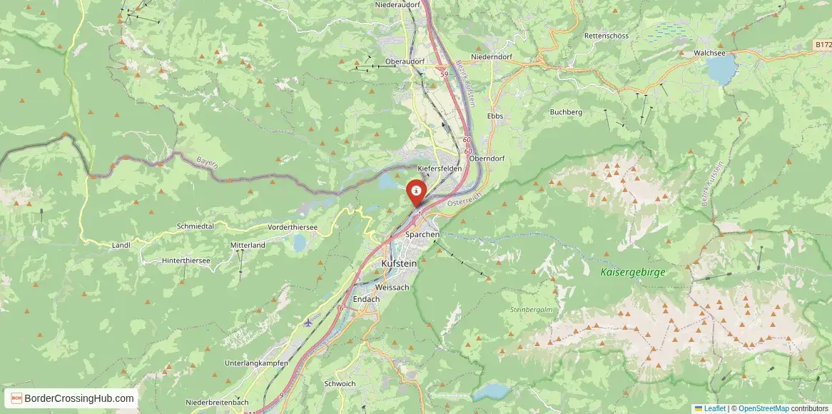 Map of the Kiefersfelden – Kufstein crossing