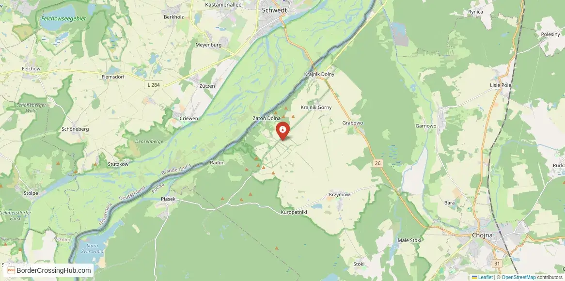 Map of the Krajnik Dolny – Schwedt crossing