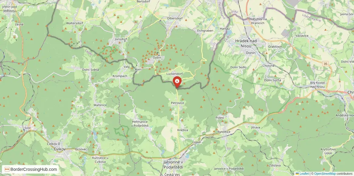 Map of the Lückendorf – Petrovice crossing
