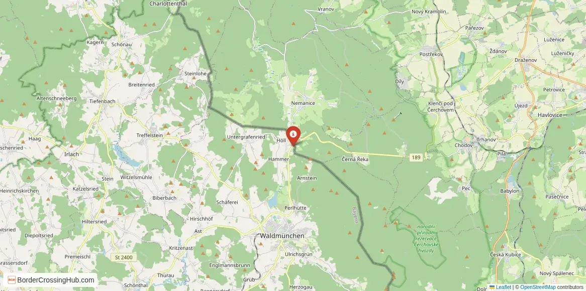 Map of the Lísková – Waldmünchen crossing