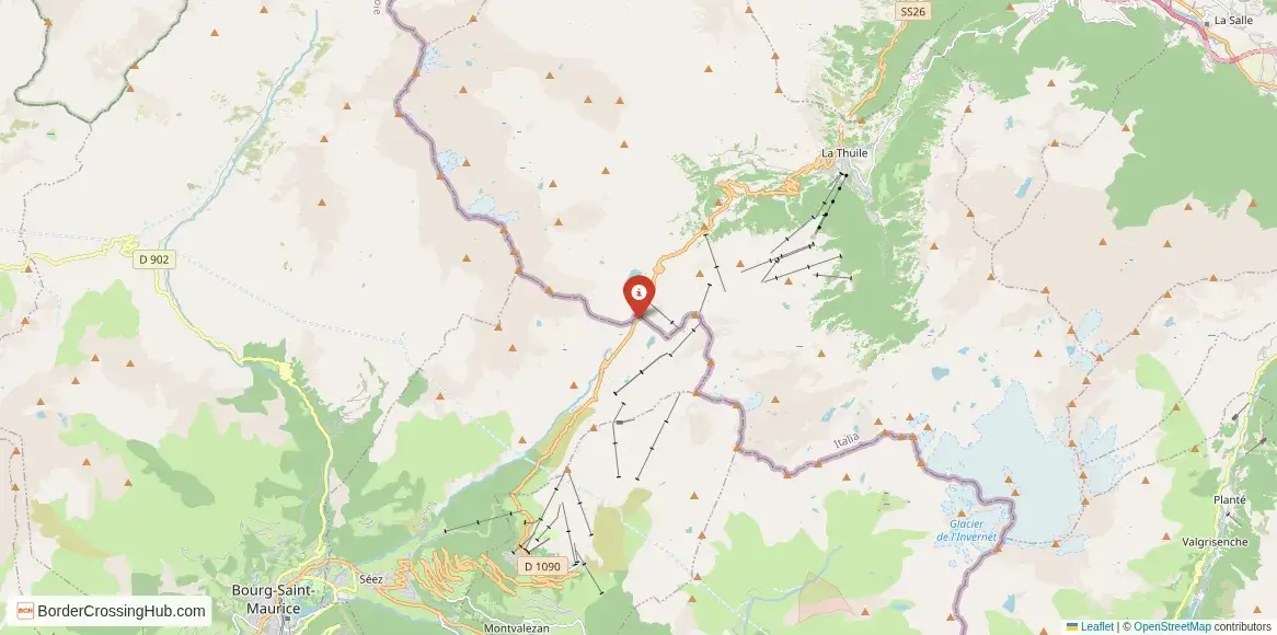 Map of the Little Saint Bernard – Petit San Bernard crossing