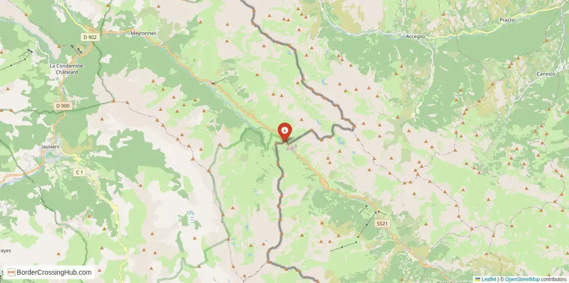 Map of the Maddalena Pass – Colle della Maddalena crossing