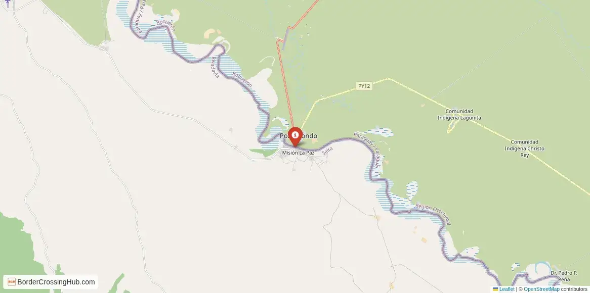 Map of the Misión La Paz – Pozo Hondo crossing